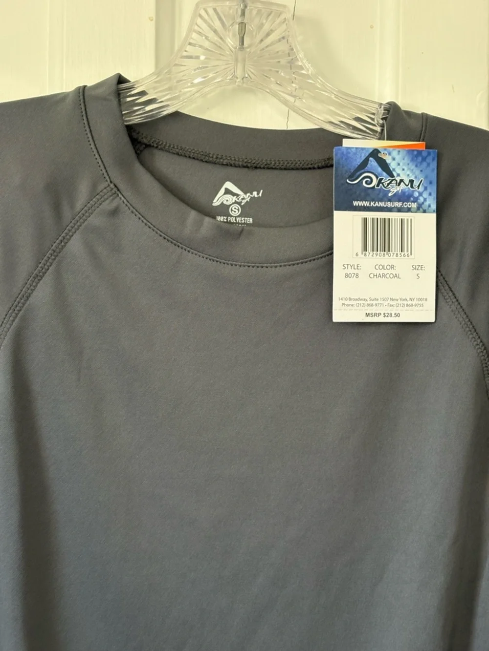 Kanu Surf Charcoal Athletic Tee Short Sleeve Rashguard Swim Beach